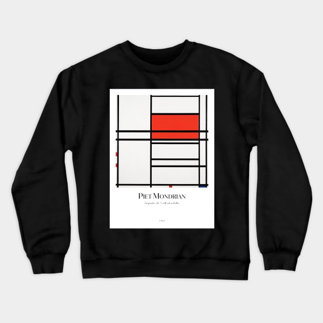 Composition No. 4 with red and blue with text Crewneck Sweatshirt by MurellosArt